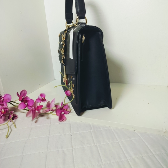 ALDO Black Satchel with Gold Accents - Picture 7 of 7